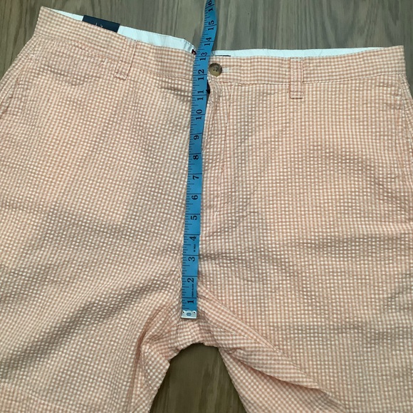 Chaps Mens Textured Plaid Shorts Size 38 Pockets Orange Flat Front - 8” Inseam - Picture 4 of 12